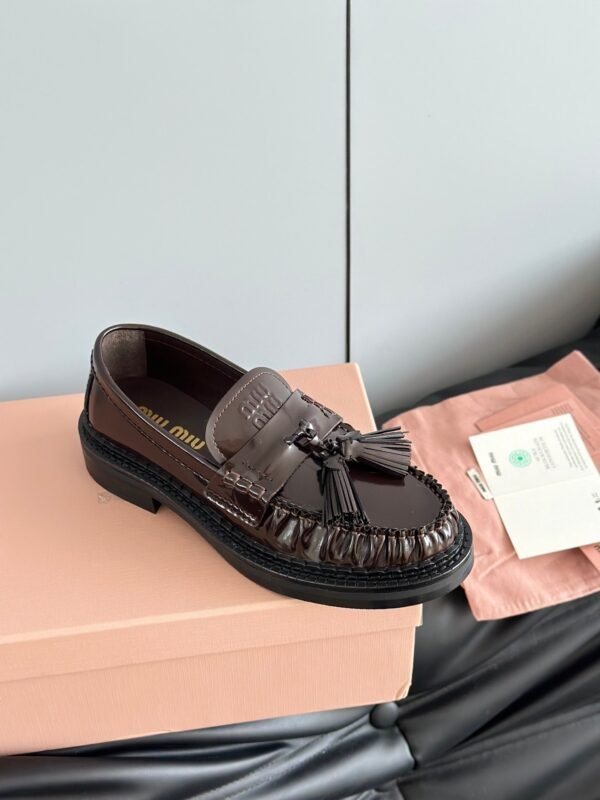 miumiu 2025 new tassel retro thick-soled loafers high-end version