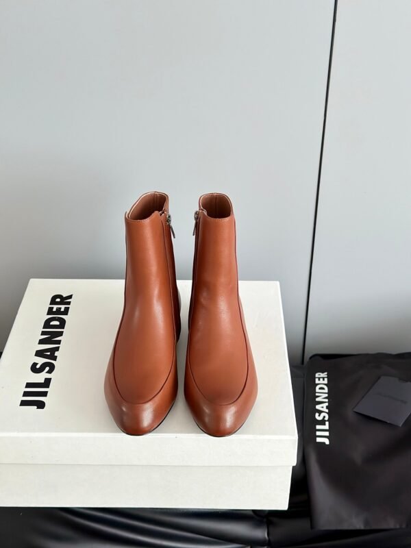 JIL SANDER New side zipper round toe ankle boots Chelsea granny boots Calfskin leather premium version 3.5cm higher inside
