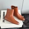 JIL SANDER New side zipper round toe ankle boots Chelsea granny boots Calfskin leather premium version 3.5cm higher inside
