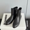 JIL SANDER New side zipper round toe ankle boots Chelsea granny boots Calfskin leather premium version 3.5cm higher inside