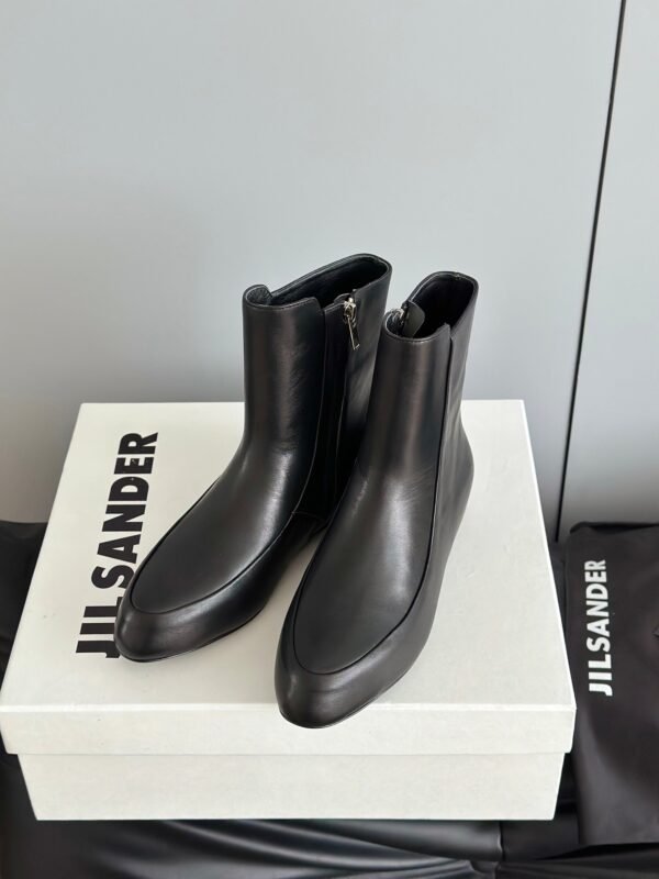 JIL SANDER New side zipper round toe ankle boots Chelsea granny boots Calfskin leather premium version 3.5cm higher inside