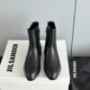 JIL SANDER New side zipper round toe ankle boots Chelsea granny boots Calfskin leather premium version 3.5cm higher inside
