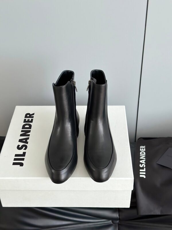 JIL SANDER New side zipper round toe ankle boots Chelsea granny boots Calfskin leather premium version 3.5cm higher inside