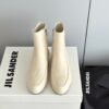 JIL SANDER New side zipper round toe ankle boots Chelsea granny boots Calfskin leather premium version 3.5cm higher inside