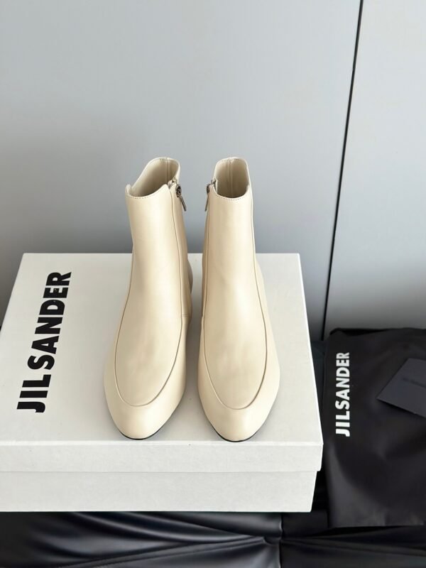 JIL SANDER New side zipper round toe ankle boots Chelsea granny boots Calfskin leather premium version 3.5cm higher inside