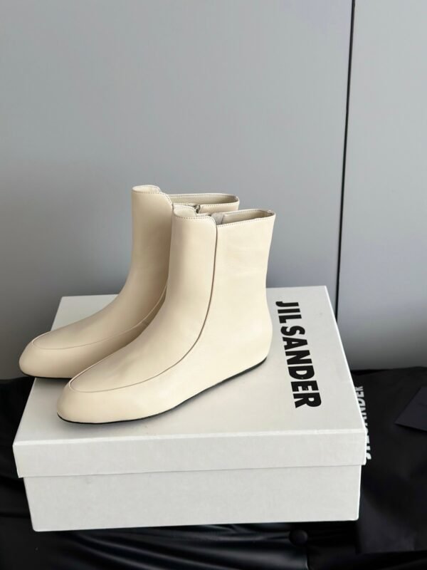 JIL SANDER New side zipper round toe ankle boots Chelsea granny boots Calfskin leather premium version 3.5cm higher inside