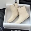 JIL SANDER New side zipper round toe ankle boots Chelsea granny boots Calfskin leather premium version 3.5cm higher inside
