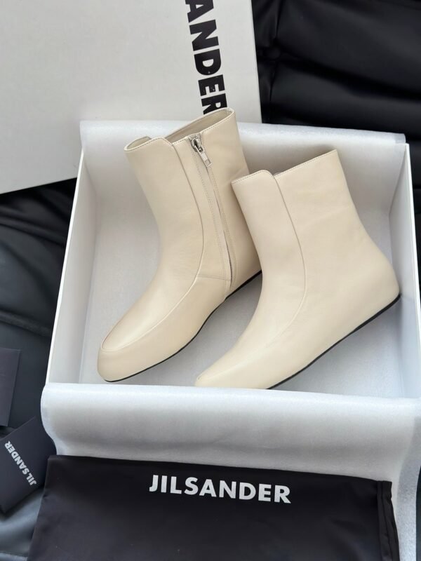 JIL SANDER New side zipper round toe ankle boots Chelsea granny boots Calfskin leather premium version 3.5cm higher inside