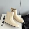 JIL SANDER New side zipper round toe ankle boots Chelsea granny boots Calfskin leather premium version 3.5cm higher inside