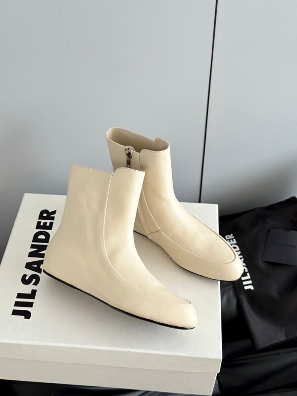 JIL SANDER New side zipper round toe ankle boots Chelsea granny boots Calfskin leather premium version 3.5cm higher inside