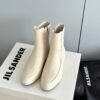 JIL SANDER New side zipper round toe ankle boots Chelsea granny boots Calfskin leather premium version 3.5cm higher inside
