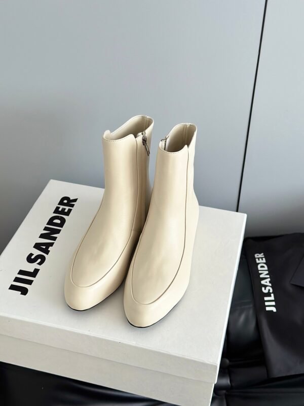 JIL SANDER New side zipper round toe ankle boots Chelsea granny boots Calfskin leather premium version 3.5cm higher inside