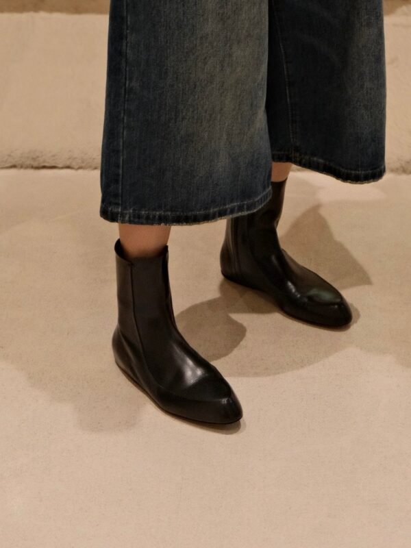 JIL SANDER New side zipper round toe ankle boots Chelsea granny boots Calfskin leather premium version 3.5cm higher inside