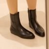 JIL SANDER New side zipper round toe ankle boots Chelsea granny boots Calfskin leather premium version 3.5cm higher inside