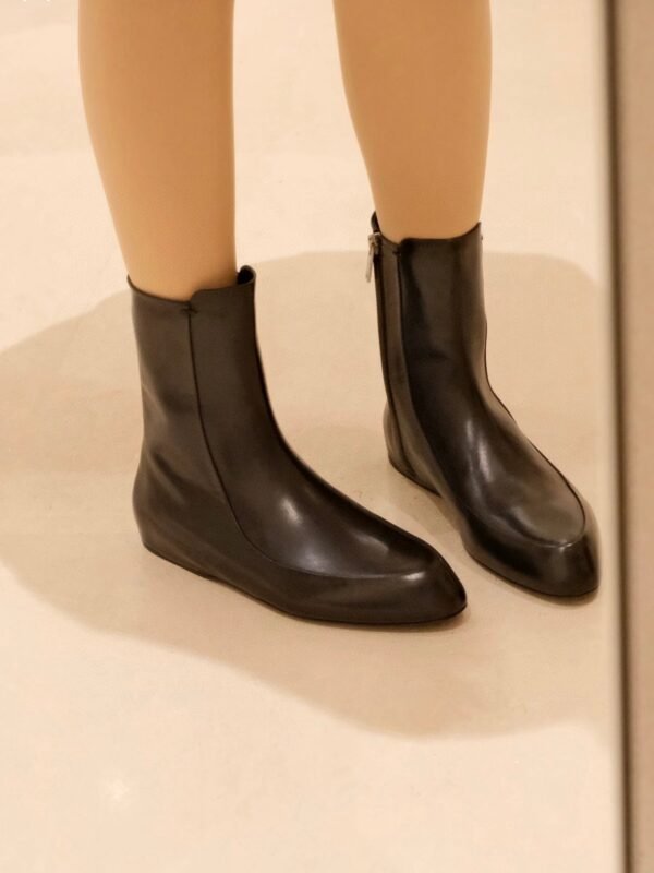 JIL SANDER New side zipper round toe ankle boots Chelsea granny boots Calfskin leather premium version 3.5cm higher inside