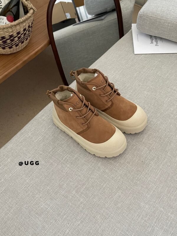 UGG New Winter Thick-Soled Lace-Up Boots with Colorful Shell Upper and Wool Lining
