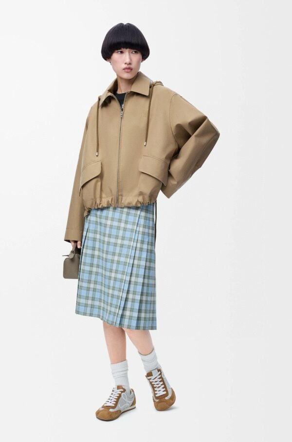 Loewe striped patchwork hooded windbreaker jacket