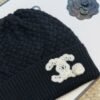 CHANEL knitted wool blend hat and scarf set