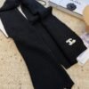 CHANEL knitted wool blend hat and scarf set