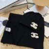 CHANEL knitted wool blend hat and scarf set