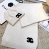 CHANEL knitted wool blend hat and scarf set