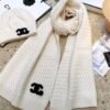 CHANEL knitted wool blend hat and scarf set