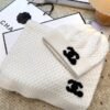 CHANEL knitted wool blend hat and scarf set