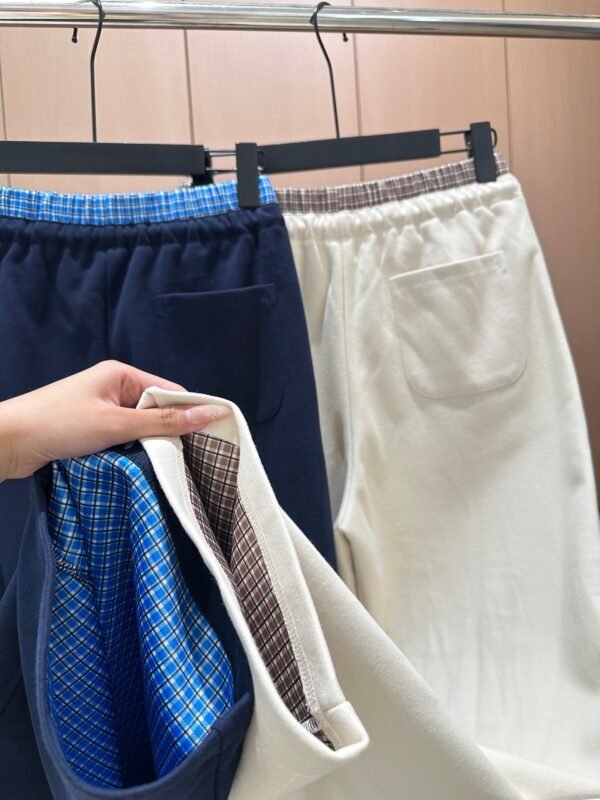 miumiu autumn new style hooded double zipper plaid patchwork jacket with elastic waist drawstring trousers