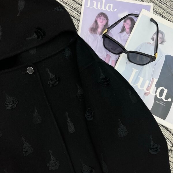 Hermès 2025 Autumn and Winter Series Hooded Double-faced Cashmere Short Jacket Double-faced Cashmere High-end Quality 1:1