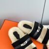 Hermès autumn and winter new Kelly fur slippers lining wool material high-end version