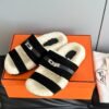 Hermès autumn and winter new Kelly fur slippers lining wool material high-end version