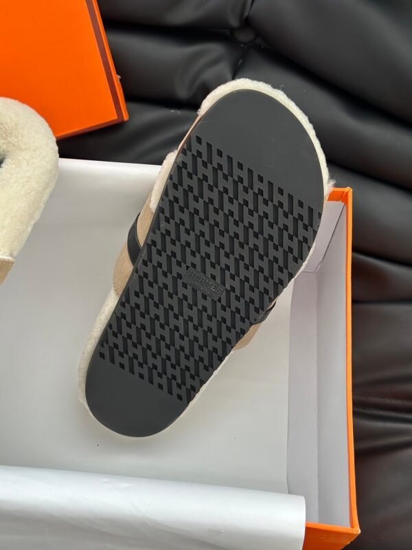Hermès autumn and winter new Kelly fur slippers lining wool material high-end version
