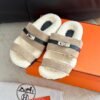 Hermès autumn and winter new Kelly fur slippers lining wool material high-end version