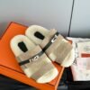 Hermès autumn and winter new Kelly fur slippers lining wool material high-end version