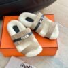 Hermès autumn and winter new Kelly fur slippers lining wool material high-end version