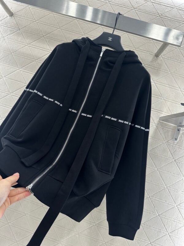 miumiu 2025 new arrivals high-quality hooded jacket with webbing