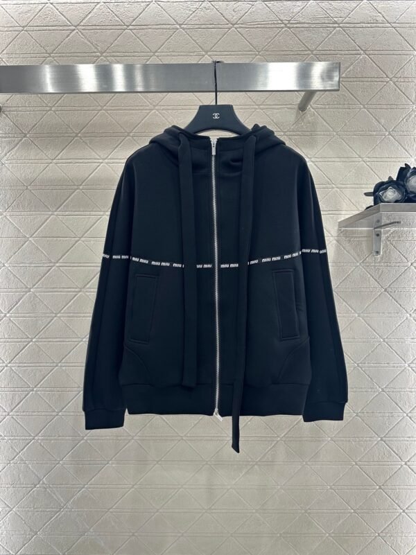 miumiu 2025 new arrivals high-quality hooded jacket with webbing
