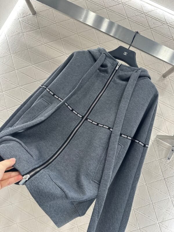 miumiu 2025 new arrivals high-quality hooded jacket with webbing