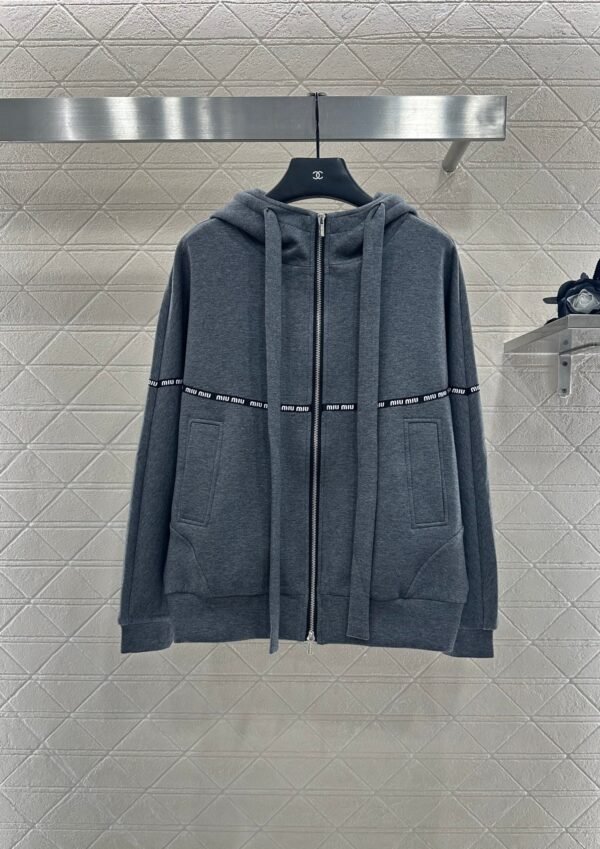 miumiu 2025 new arrivals high-quality hooded jacket with webbing