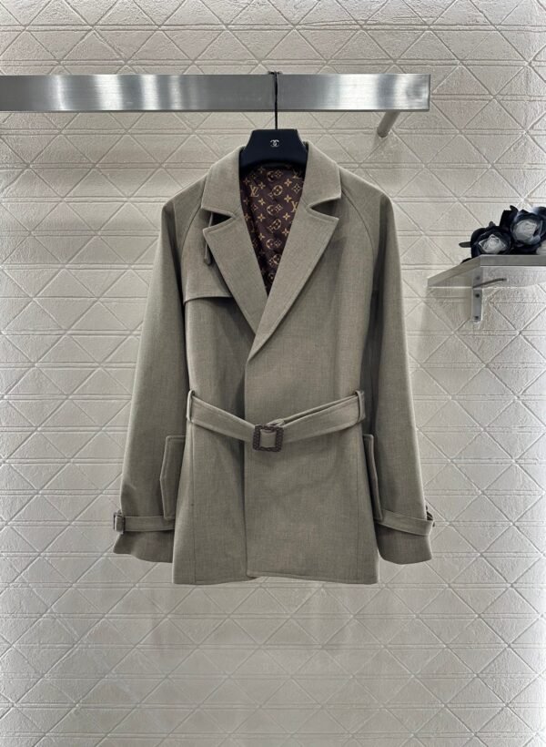 Louis Vuitton new lapel belt mid-length coat high-end version high-quality clothing