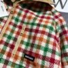 2025 Autumn and Winter Catwalk Style Colorful Plaid Lambswool Collar Jacket Premium Edition
