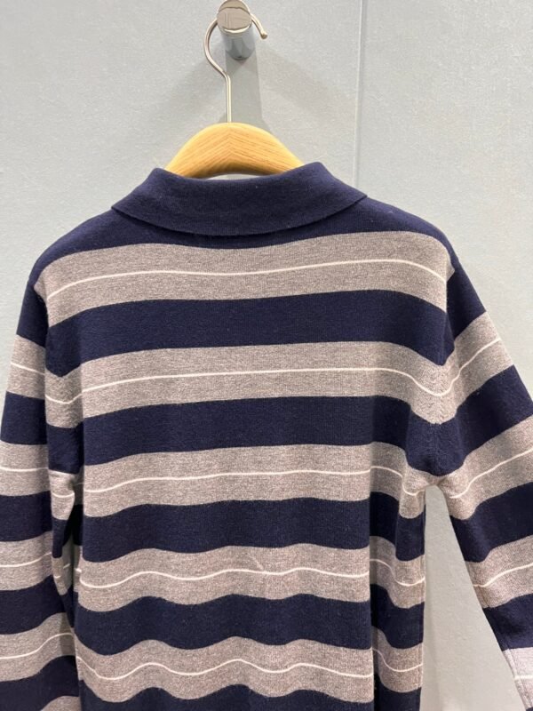 miumiu  Colorblock striped polo lapel knitted long-sleeved top high-quality clothing