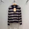 miumiu  Colorblock striped polo lapel knitted long-sleeved top high-quality clothing