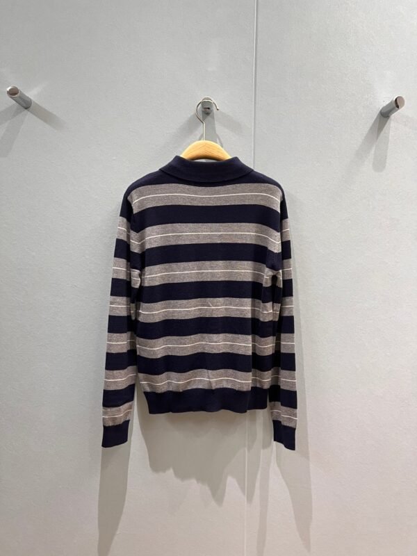 miumiu  Colorblock striped polo lapel knitted long-sleeved top high-quality clothing