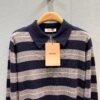 miumiu  Colorblock striped polo lapel knitted long-sleeved top high-quality clothing