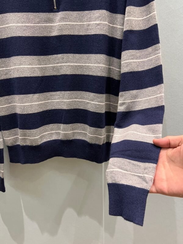 miumiu  Colorblock striped polo lapel knitted long-sleeved top high-quality clothing