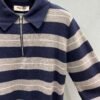 miumiu  Colorblock striped polo lapel knitted long-sleeved top high-quality clothing
