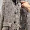 Loro Piana patchwork suede small stand collar vintage linen jacket