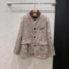 Loro Piana patchwork suede small stand collar vintage linen jacket