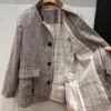 Loro Piana patchwork suede small stand collar vintage linen jacket